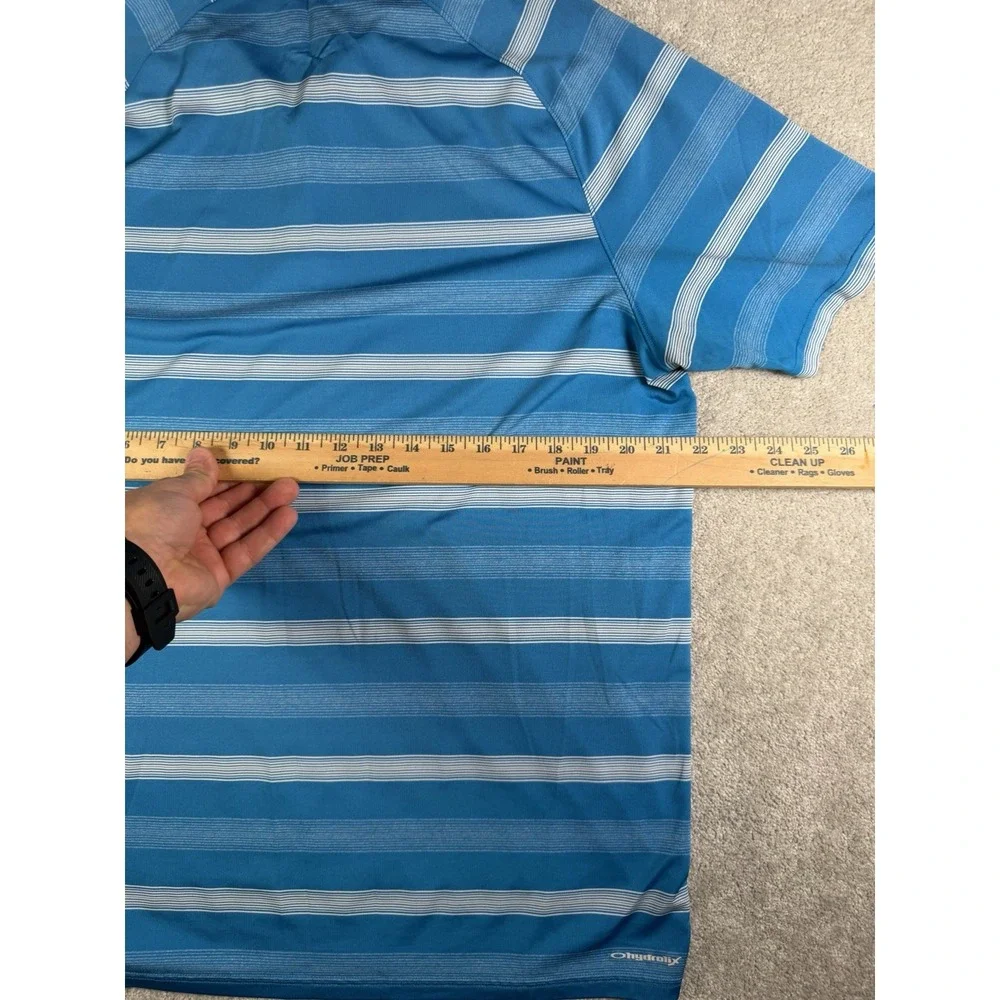Oakley Golf Polo Shirt Mens L Blue Striped Hydrolix Performance Regular Fit